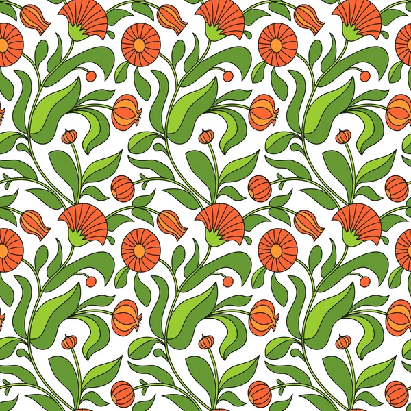 Απρόσκοπτη μοτίβο λουλούδια Καλέντουλα — Διανυσματικό Αρχείο