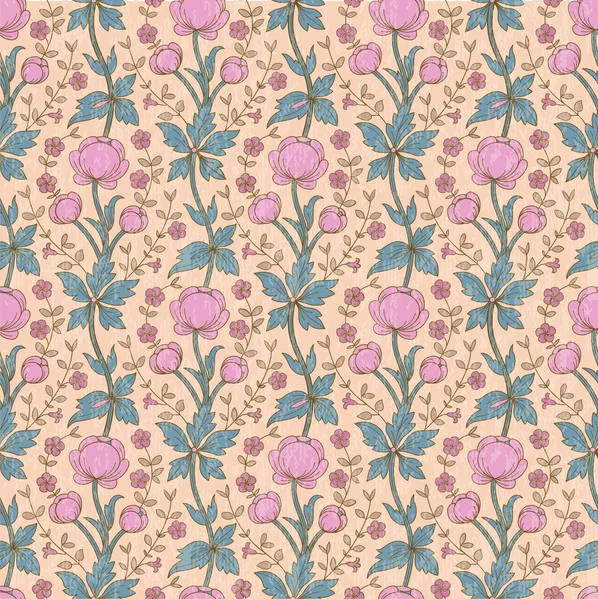 Vintage floral pattern with pink flowers — Stock Vector