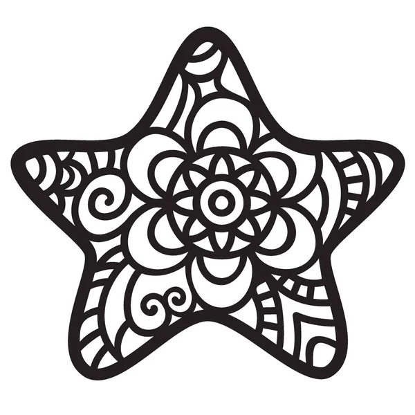 Adorno Navidad Mandala Star Silueta Zendoodle Ilustración Plantilla Para Artesanía — Archivo Imágenes Vectoriales