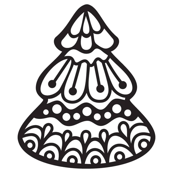 Weihnachtsschmuck Mandala Weihnachtsbaum Silhouette Zendoodle Illustration Vorlage Für Handwerk Vinyl — Stockvektor