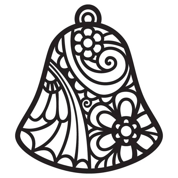 Ornamento Natal Mandala Bell Silhueta Zendoodle Ilustração Modelo Para Artesanato Vetor De Stock