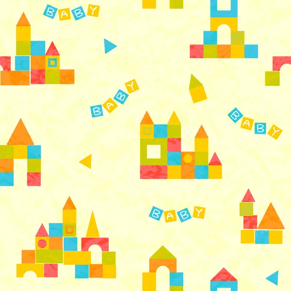 Modèle bébé avec château de blocs colorés — Image vectorielle