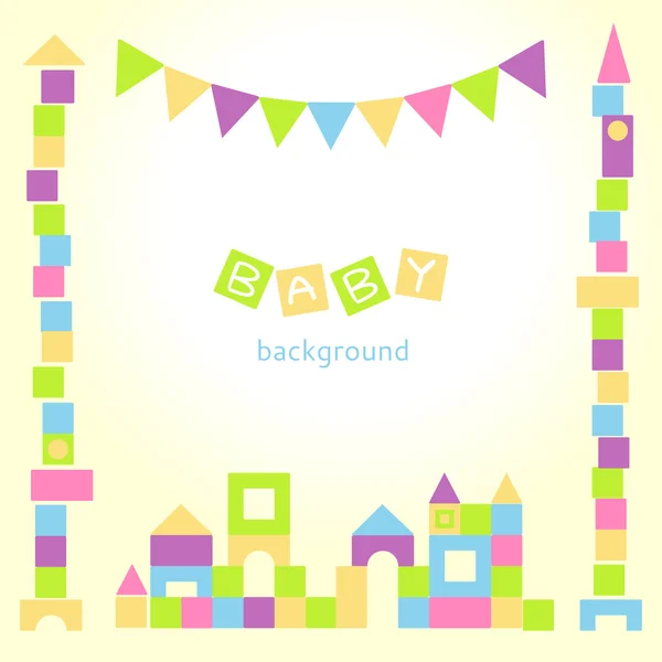 Baby background with colorful blocks castle — Stock Vector