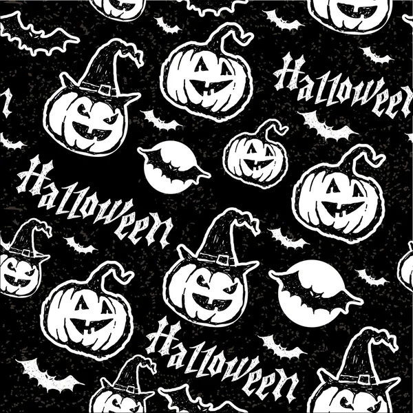 Halloween pattern with pumpkin and bats — Stock Vector