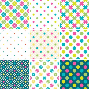 9 polka dot Dikişsiz desen seti