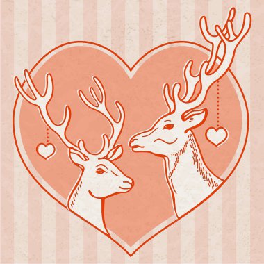 Geyik ve kalp çerçeve çifti