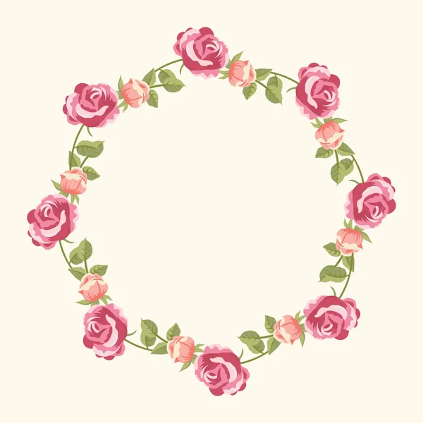 Romantisk bakgrund med krans av rosor — Stock vektor