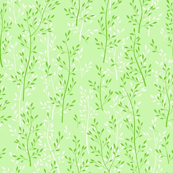 Papier peint floral vert sans couture avec des herbes — Image vectorielle