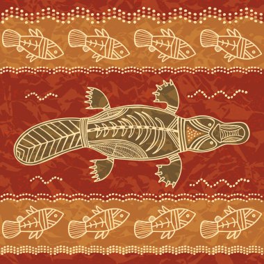 Platypus ve balık kabile desen
