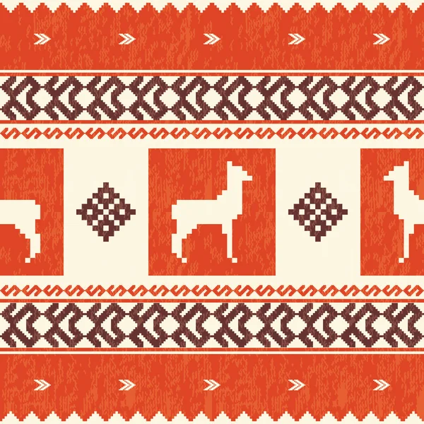 Ethnic textile pattern with lamas — Stock Vector