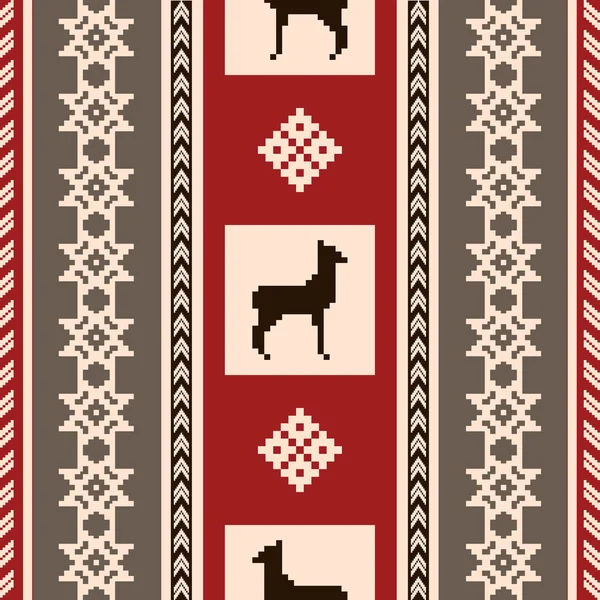 Patrón de tejido sudamericano con lamas — Archivo Imágenes Vectoriales