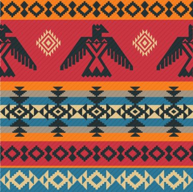 Eagles ethnic pattern on native american style clipart