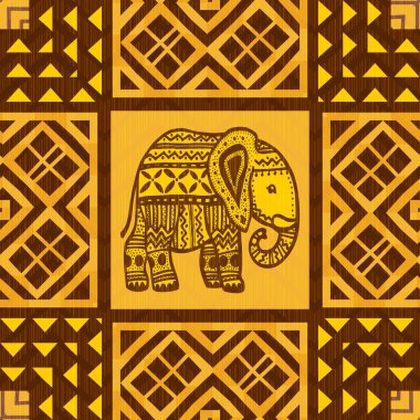 Tribal ornamental pattern with elephant