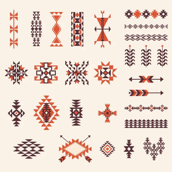 Native american navajo aztec pattern vector set — Stock Vector