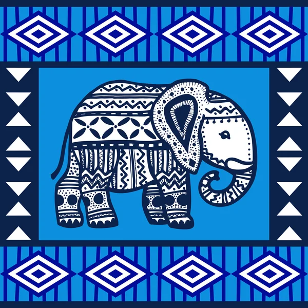 Elephant geometric tribal pattern — Stok Vektör