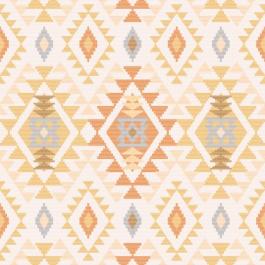 Geometric trybal pattern in light colors clipart