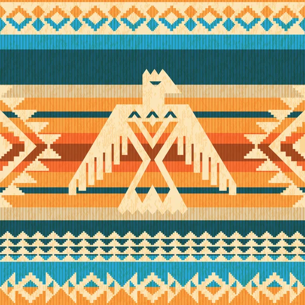 Navajo style abstract pattern with eagle and geometric motifs Stock Illustration