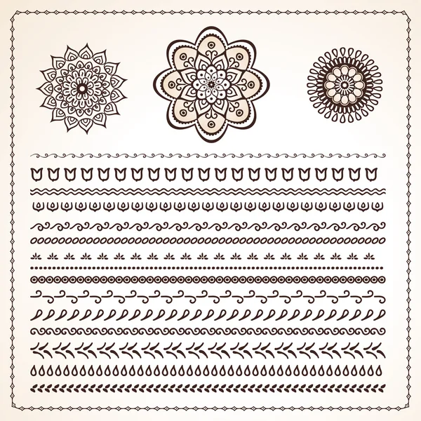 Set of pattern brushes in ethnic style Stock Vector