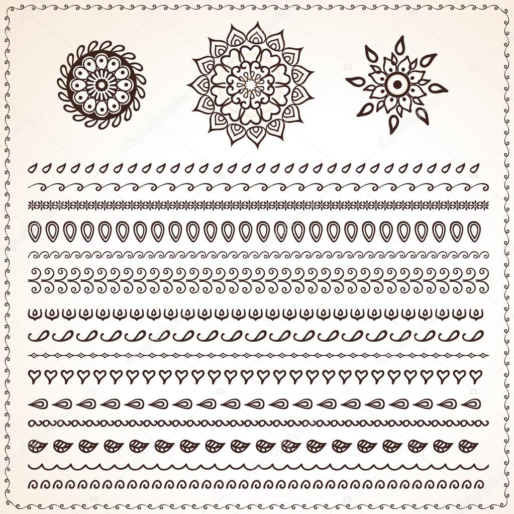 Set of ethnic ornamental borders