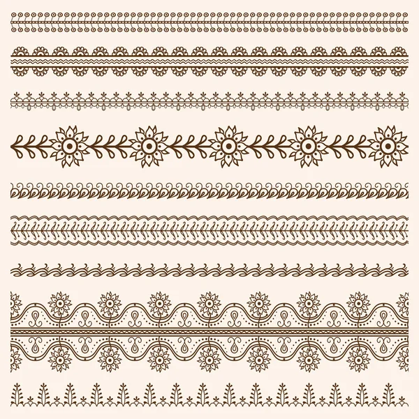 Conjunto vectorial de bordes ornamentales florales — Archivo Imágenes Vectoriales