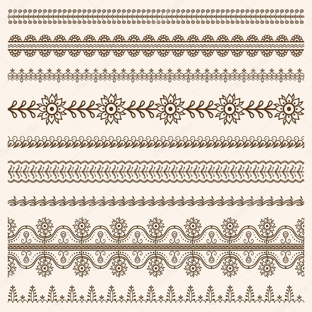 Vector set of floral ornamental borders