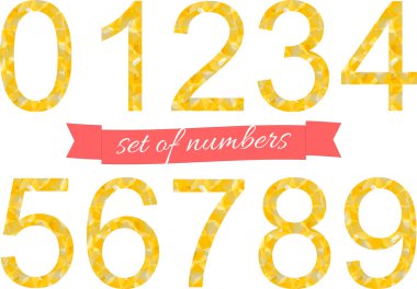 Çokgen numaraları renkli yazı tipi stili. Vektör çizim