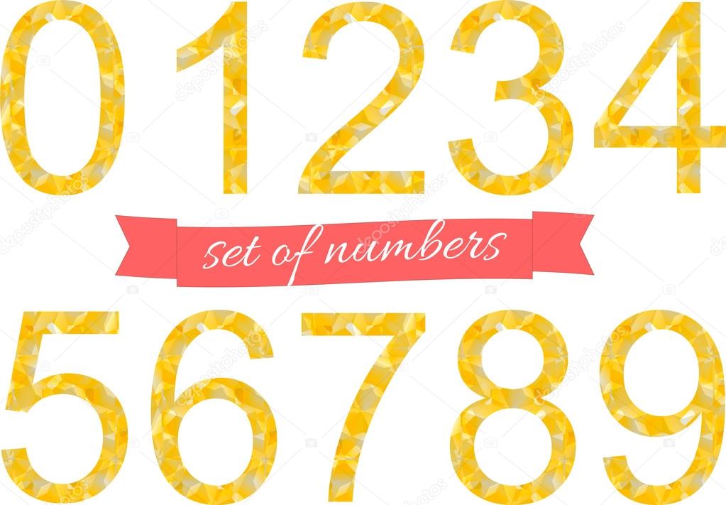 Polygon numbers colorful font style. Vector illustration