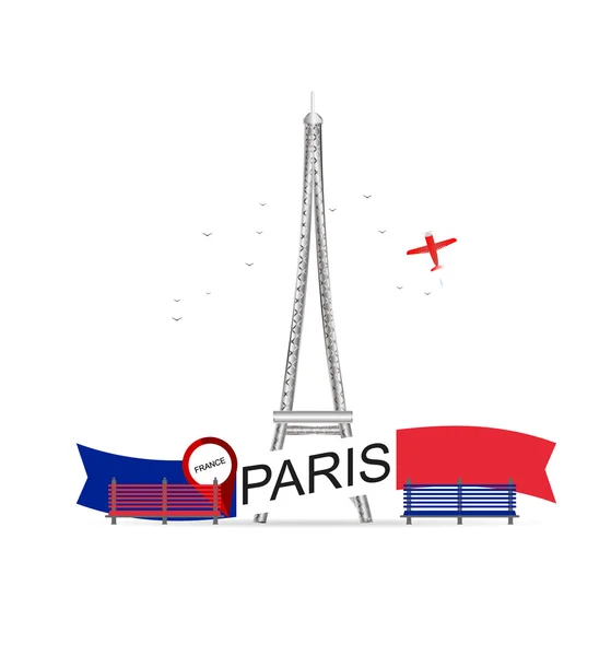 Perancis Paris Eiffel tower.Vector ilustrasi - Stok Vektor