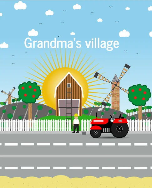 Omas Village.Vektor Illustration — Stockvektor
