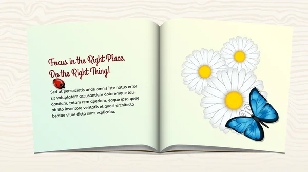 Otevřít knihu s květiny a motýl — Stockový vektor