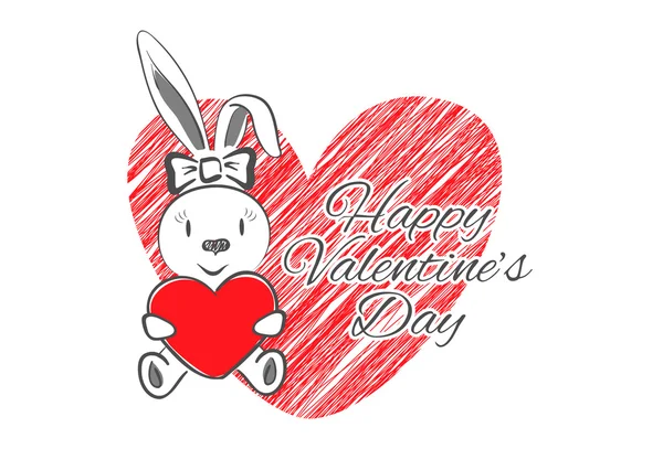 不限兔子与红色的心 — 图库矢量图片