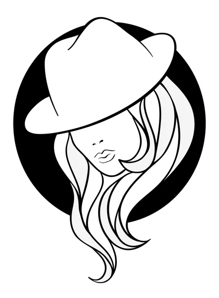 Young girl in a vintage gangster hat — Stock Vector