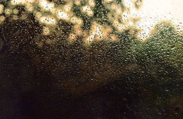 Kis Esőcseppek Egy Ablaküvegen — Stock Fotó