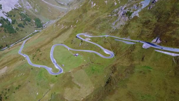 Drone aerial view of Austrian Grossglockner high Alpine road — Stock Video