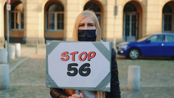 Young woman protesting against 5G internet