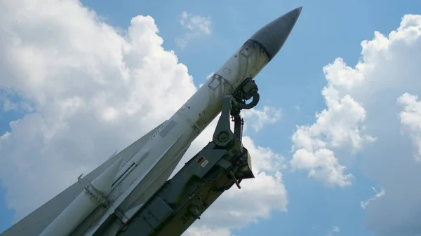 Rakete als Objekt bei Ausstellung im Freilichtmuseum Stockbild