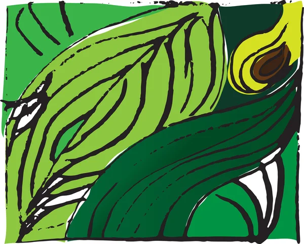 Grunge bakgrund med löv mönster, grön Royaltyfria illustrationer