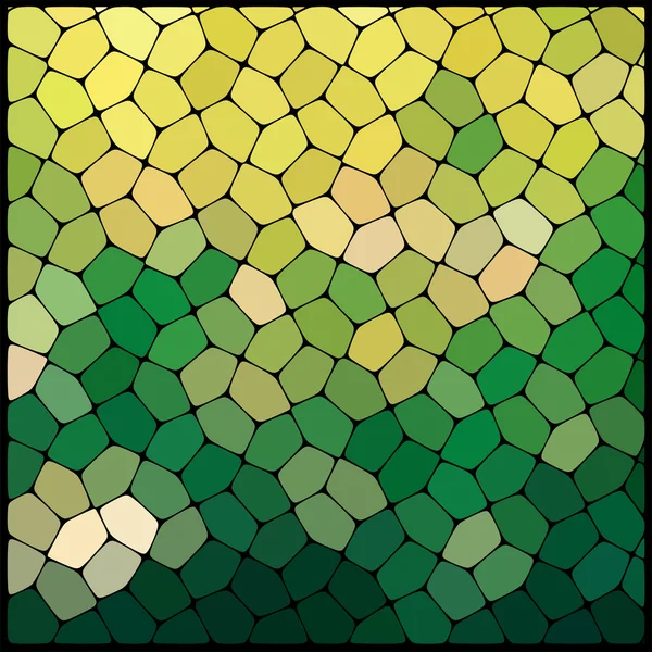 Abstracte geometrische veelkleurige achtergrond bestaande uit geometrische elementen gerangschikt op een zwarte achtergrond. Vector illustratie. Gele, groene kleuren. — Stockvector