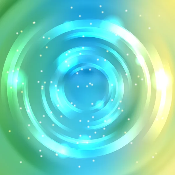 Abstract circle background, Vector design. Vector infinite round tunnel of shining flares. Yellow, blue, green colors.