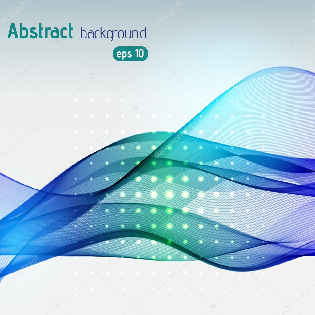 Abstract background with smooth lines. Color waves, pattern, art, technology wallpaper, technology background. Vector illustration. Blue, green colors.