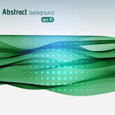 Soyut iş teknolojisi dalga vektör arka plan. Vektör illüstrasyon. Yeşil, mavi renkler.