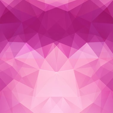 Soyut mozaik arka plan. Üçgen geometrik arka plan. Tasarım öğeleri. Vektör çizim. Pembe renk.