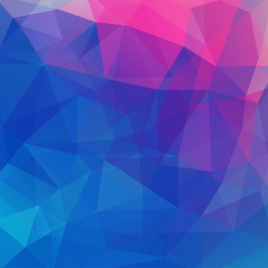 Üçgenlerden yapılmış arka plan. Geometrik şekilli kare kompozisyon. Eps 10 Pembe, mor, mavi renkler.