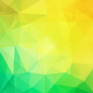 Üçgenlerden yapılmış arka plan. Geometrik şekilli kare kompozisyon. Eps 10 Sarı, yeşil renkler.