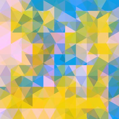 Geometrik desen, üçgenler mavi ve sarı tonlarda vektör arka plan. İllüstrasyon deseni