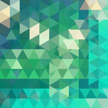 Geometrik desen, üçgenler yeşil tonlarda vektör arka plan. İllüstrasyon deseni. Yeşil arka plan.