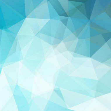 Soyut mozaik arka plan. Üçgen geometrik arkaplan. Tasarım elemanları. Vektör çizimi. Mavi, beyaz renkler