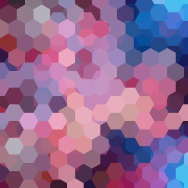 Altıgenlerden oluşan soyut arka plan. İş sunumları veya web şablonu afiş el ilanı için geometrik tasarım. Vektör illüstrasyon. Pembe, mavi renkler.