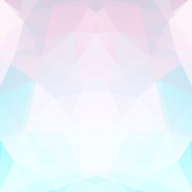 Geometrik desen, çokgen üçgenler vektör arka plan pembe, beyaz ve pastel mavi tonları. İllüstrasyon deseni