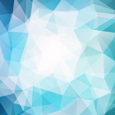 Geometrik desen, poligon üçgen vektör arkaplanı mavi tonlarda. Görüntü düzeni